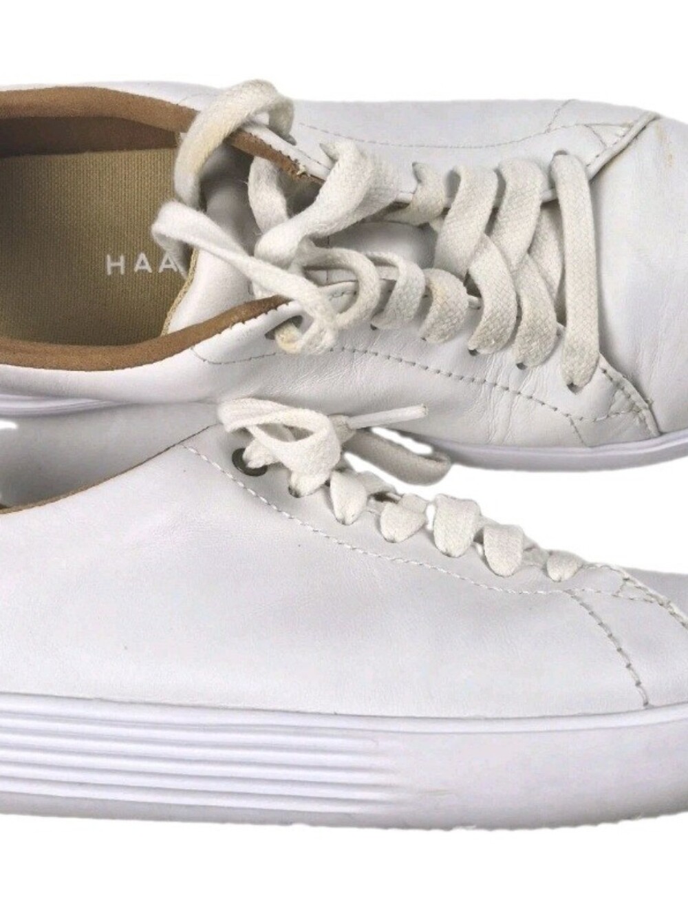 Cole Haan Grand Crosscourt White Leather Youth Girls Sz 5B Sneakers EUC Sku702